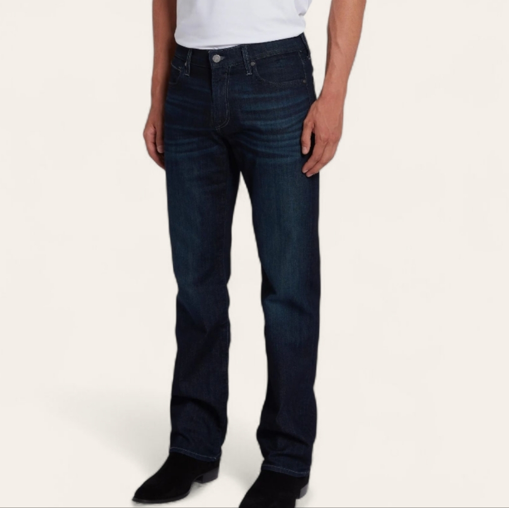 7 For All Mankind Standard Straight Leg Preppy Dark Wash Button Fly Jeans - Mens